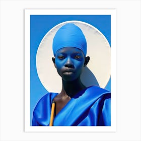 African Cosmic Elegance: Futurist Fashion Art Print