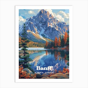 Banff Alberta Canada National Park Digital Travel Art Art Print