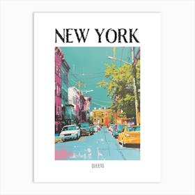 Queens New York Colourful Silkscreen Illustration 4 Poster Art Print