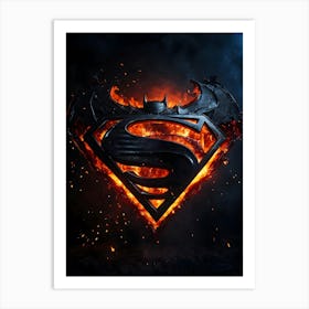 Batman Superman Logo Art Print