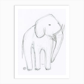 Elephant - minimal sketch drawing line pencil animal Anton Maliar kids children Art Print