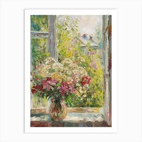 Hydrangea Flowers On A Cottage Window 3 Art Print