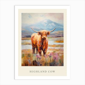 Colourful Impressionism Style Painting Of A Highland Cow Poster 2 Art Print