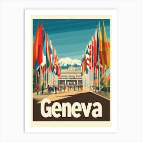 Aihrgdesign A 1970s Inspired Travel Poster For Geneva 1 Art Print