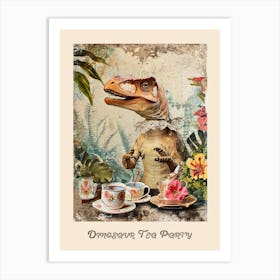 Vintage Dinosaur Tea Party Poster 2 Art Print