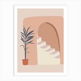 Stairway To Heaven. Egypt - boho travel pastel vector minimalist poster Art Print