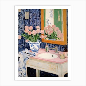 Bathroom Vanity Painting With A Forget Me Not Bouquet 1 Art Print