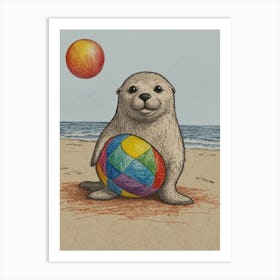 Seal With A Ball 1 Art Print