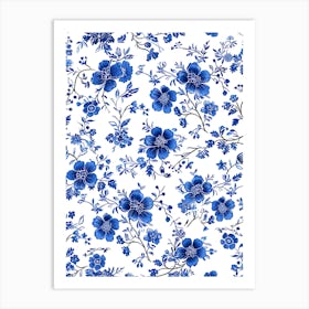 Blue And White Floral Pattern 21 Art Print