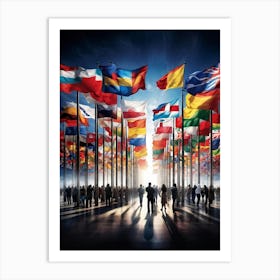 A Monumental Assembly Of Global Country Flags Arranged In A Harmonious Panorama Of Unity And Divers (5) Art Print