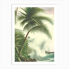 Crashing Waves Landscapes Waterscape Vintage Illustration 2 Art Print