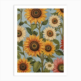 Pastel Sunflowers no1 Art Print