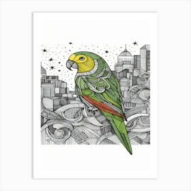 Pixel Parrot In The City Art Print