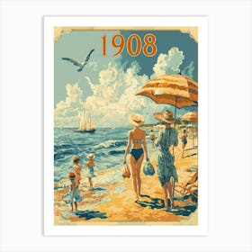 Aihrgdesign A Nostalgic Poster Of A 1908 Seaside Resort Featu 3ccfb239 85ff 410d Acc4 5a110e92d7f5 1 Art Print