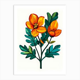 Orange Flowers On A Branch Art Print