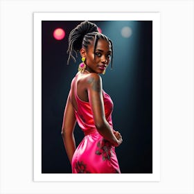 African Woman In Pink Dress Art Print