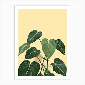 Philodendron Plant Minimalist Illustration 3 Art Print