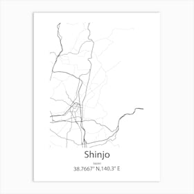 Shinjo,Japan Minimalist Map Art Print