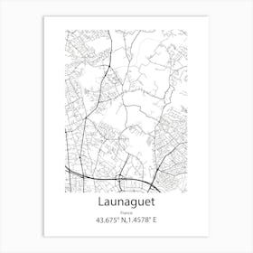 Launaguet,France Minimalist Map Art Print