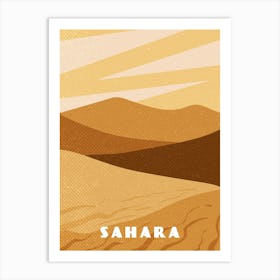 Sahara desert. Algeria, Egypt, Libya, Morocco, Sudan, Tunisia — Retro travel minimalist poster Art Print