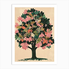 Chestnut Tree Colourful Illustration 2 Art Print