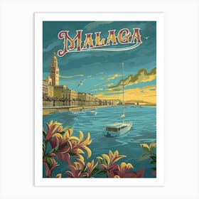 Malaga in Retro Charm - Vintage Travel Poster Art Print