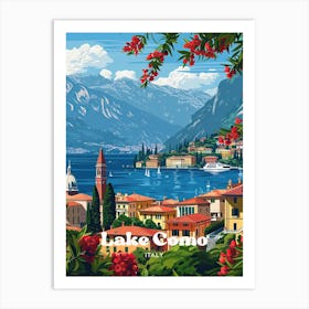 Lake Como Beautiful Travel Art Illustration Art Print