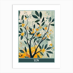 Yew Tree Flat Illustration 8 Poster Art Print