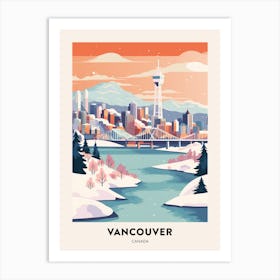 Vintage Winter Travel Poster Vancouver Canada 3 Art Print