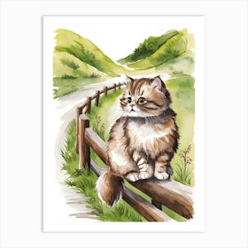 Cat On Fence Art Print