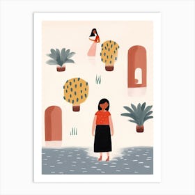 Summer In India, Tiny People And Illustration 1 Art Print