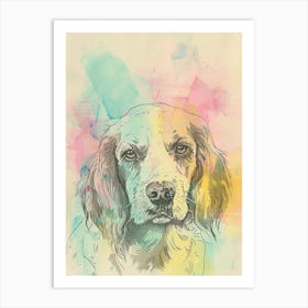Pastel Springer Spaniel Dog Pastel Line Illustration  1 Art Print
