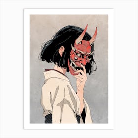 Demon Oni Anime Girl Art Print