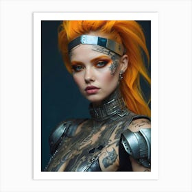 Orange Haired Girl With Tattoos Art Print