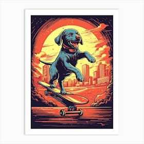 Labrador Dog Skateboarding Illustration 1 Art Print