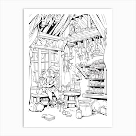 The Blue Fairy S Workshop (Pinocchio) Fantasy Inspired Line Art 3 Art Print