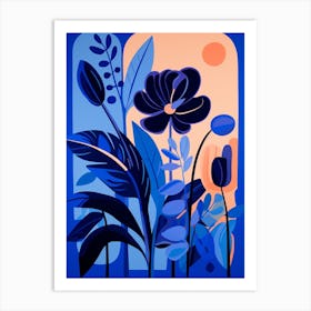 Blue Flower Illustration Bird Of Paradise Art Print