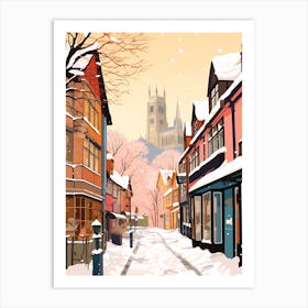 Vintage Winter Travel Illustration Canterbury United Kingdom 3 Art Print