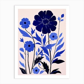 Blue Flower Illustration Cornflower 1 Art Print