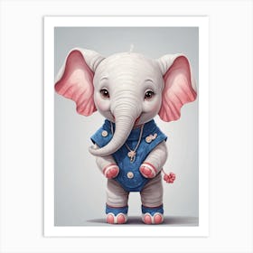 Cute Baby Elephant Nursery Ilustration (33) Art Print