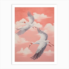 Vintage Japanese Inspired Bird Print Crane 1 Art Print