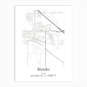 Brooks,Canada Minimalist Map Art Print