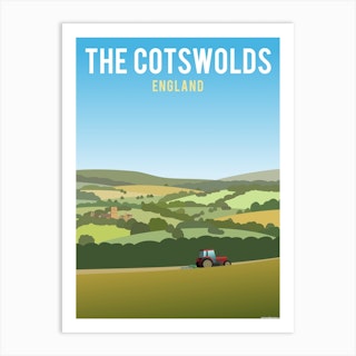 Cotswold Hills Tractor Art Print
