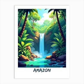 Amazon Jungle Waterfall Art Print