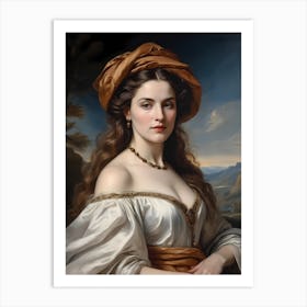 Elegant Classic Woman Portrait Painting (4) Art Print