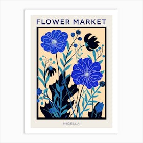 Blue Flower Market Poster Love In A Mist Nigella 1 Art Print
