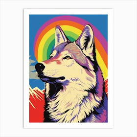 Tundra Wolf Retro Film Colourful 4 Art Print