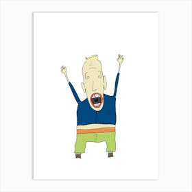 Funny guy screams Art Print