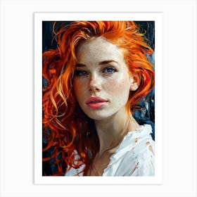 Portrait Of A Girl With Red Hair painting Art Print