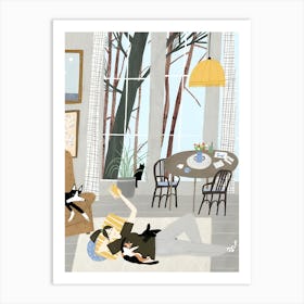 Cat In The Living Room Art Print